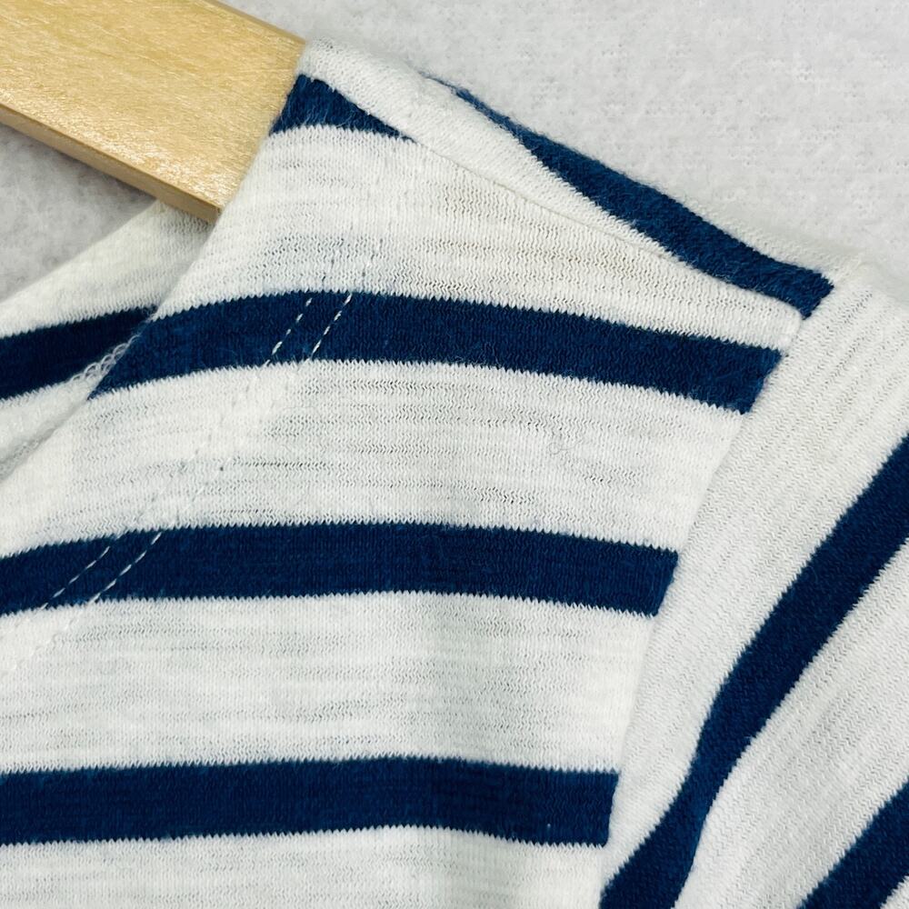 EILEEN FISHER Top M Slub Organic Cotton Jersey Striped Boat Neck Cap Sleeve